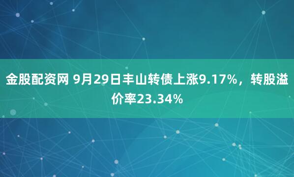 金股配资网 9月29日丰山转债上涨9.17%，转股溢价率23.34%